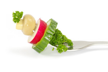 vegetables on a fork