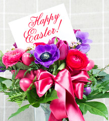happy easter! colorful spring flowers