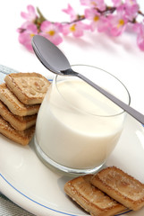bicchiere di latte  con biscotti - verticale