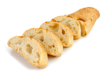 Bread (baguette) is cut.