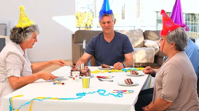 Retired friends celebrating a birthday