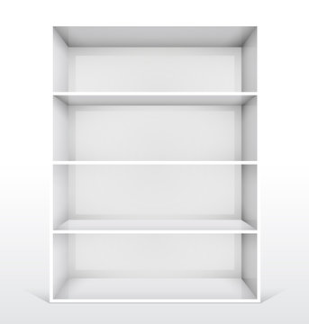 3d Isolated Empty White Bookshelf