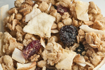 Close-up of dried fruits and cereals