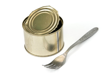 Canned food and fork