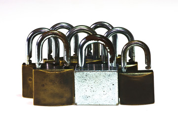 Fototapeta premium Old padlocks isolated on white background