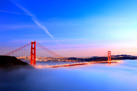 Golden gate bridge in fog