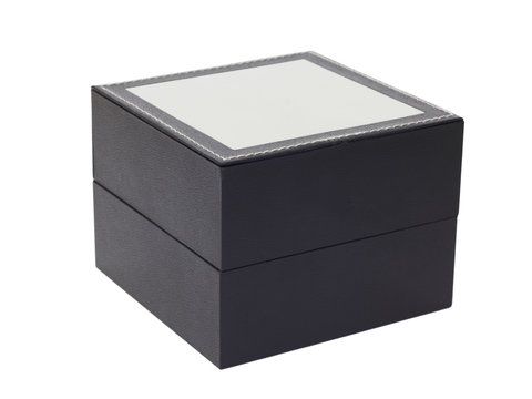 Black leather box on a white background