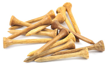 Wooden Golf Tee on white background