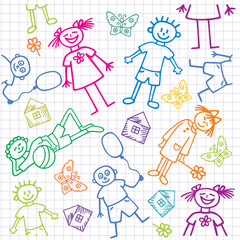 Children's drawings. Seamless  background.