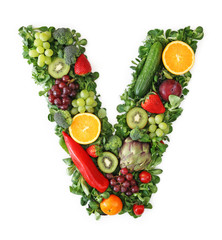 Fruit and vegetable alphabet - letter V