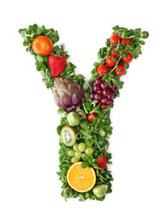 Fruit and vegetable alphabet - letter Y