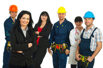 Business woman and different people