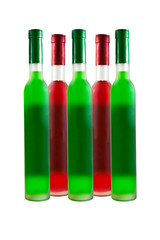 Green and Red wine bottle