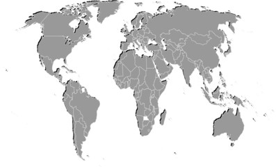 Fototapeta premium Weltkarte mit schatten