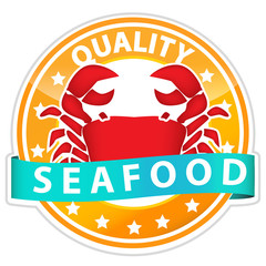 Obraz premium crab in seafood sign isolated on white background