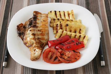 grilled red-fish with vegetables