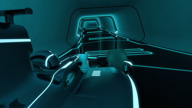 futuristic racecar in tron look - loopable