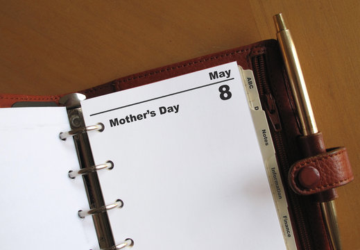 Mother's Day diary date in a presonal organizer