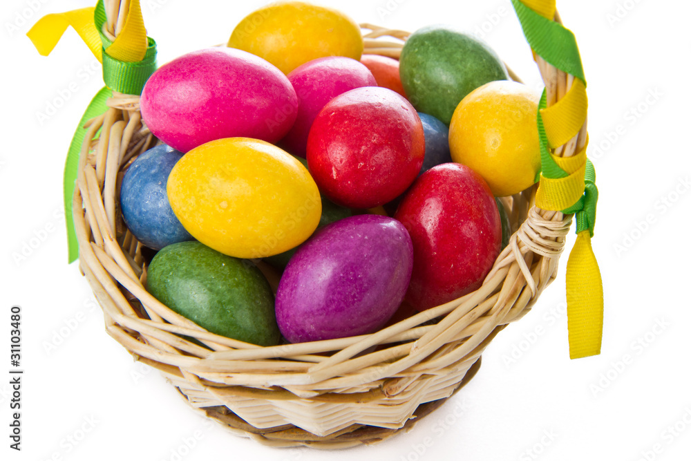 Wall mural colorful easter eggs in basket