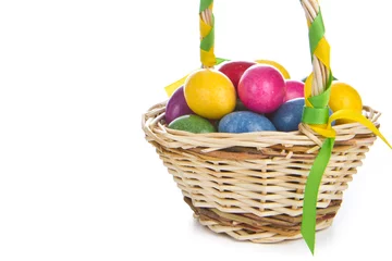 Deurstickers easter eggs in basket © kubais