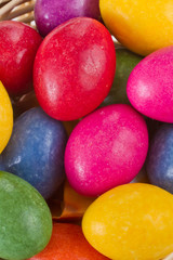 colorful easter eggs in basket