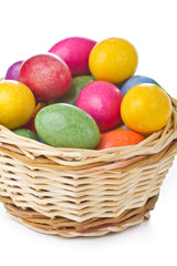 colorful easter eggs in basket