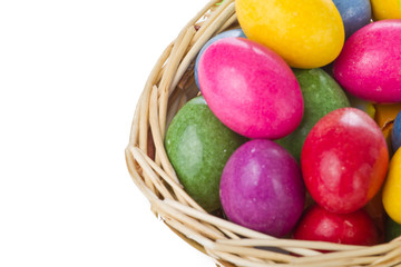 colorful easter eggs in basket