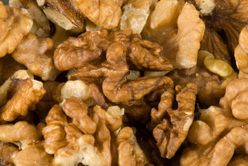 A Closeup photo of walnuts without shells