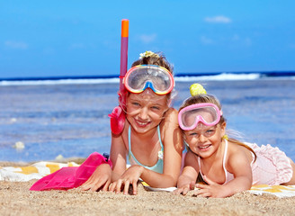Children playing on  beach.