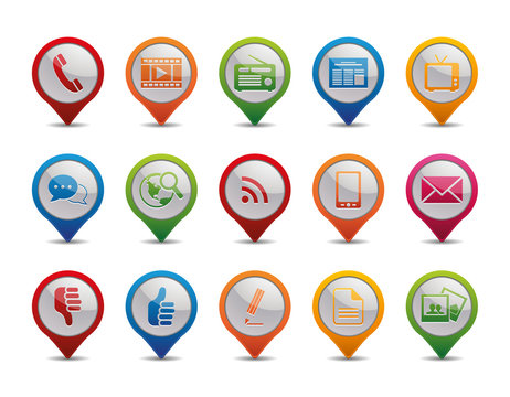 Communication icons in the form of GPS icons.
