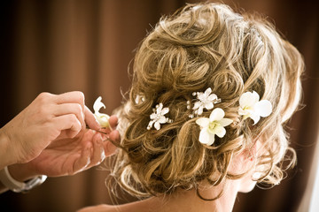 white orchid flowers hair