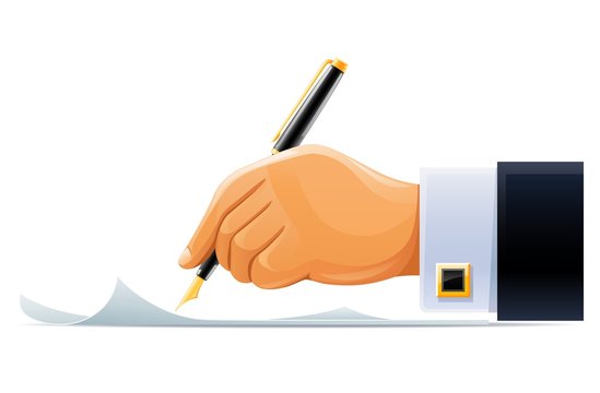 writening hand with pen