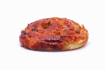 Cinnamon roll, bun isolated on white