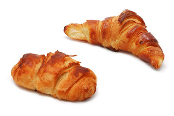 Different types of croissants isolated on white