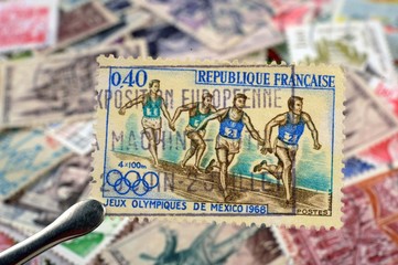 timbres - Jeux Olympiques de Mexico 1968 - philatélie France
