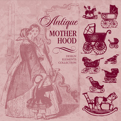 antique motherhood set (vector)