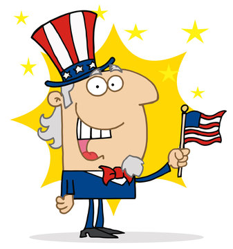 Cheery Uncle Sam In Front Of A Star
