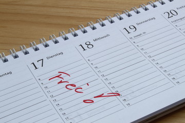 Notiz im Terminkalender B&uuml;ro