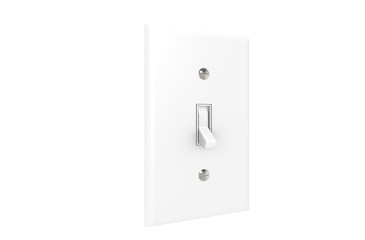 Light switch isolated on white. Copy space.