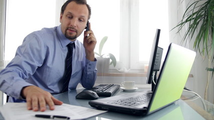 Busy multitasking businessman timelapse