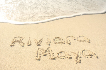 Riviera Maya Written in Sand on Beach