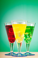 Colourful cocktail in glasses