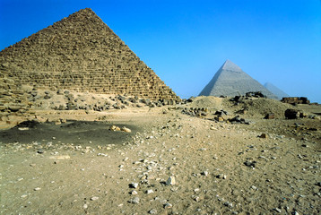 The three pyramids, Giza, Egypt.