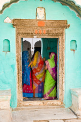 Three woman in rajasthan, india.