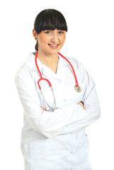 Happy young doctor woman