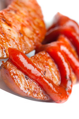 Appetizing grilled sausages