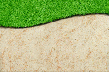 green grass sand