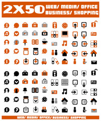 100 orange vector environmental icons and design-elements