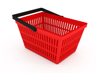 Shopping basket over white background