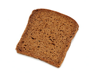 Brown bread slice isolated on white background